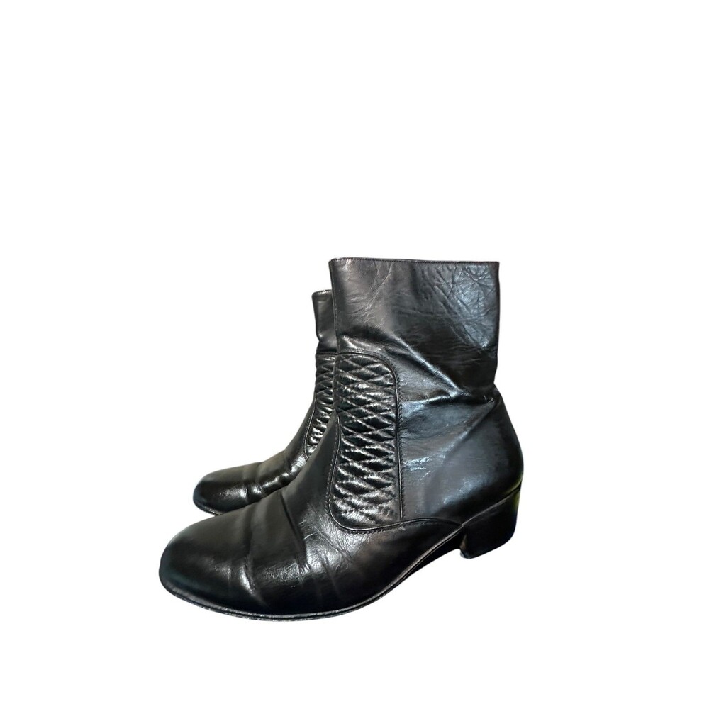 Vintage Men’s Ankle Boots Black Genuine Leather By Visconti Zip 27.5 Mex US 9.5